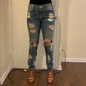 Levi’s distresses high rise slouchy skinny jeans